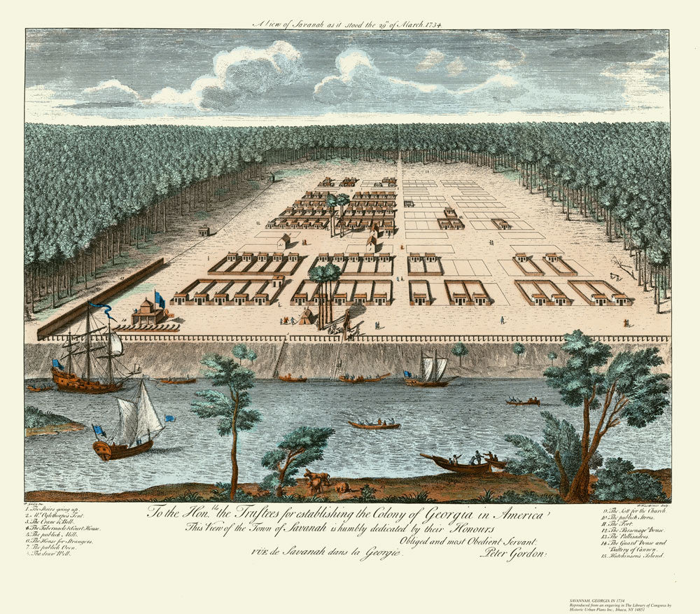 “A View of Savannah as it stood the 29th of March 1734” (23” x 17.5”)