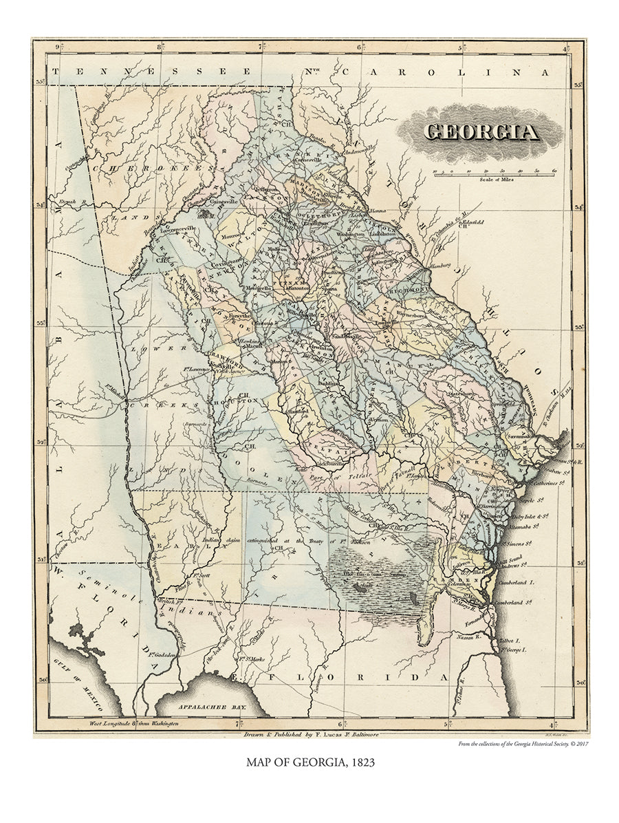 Map of Georgia, 1823