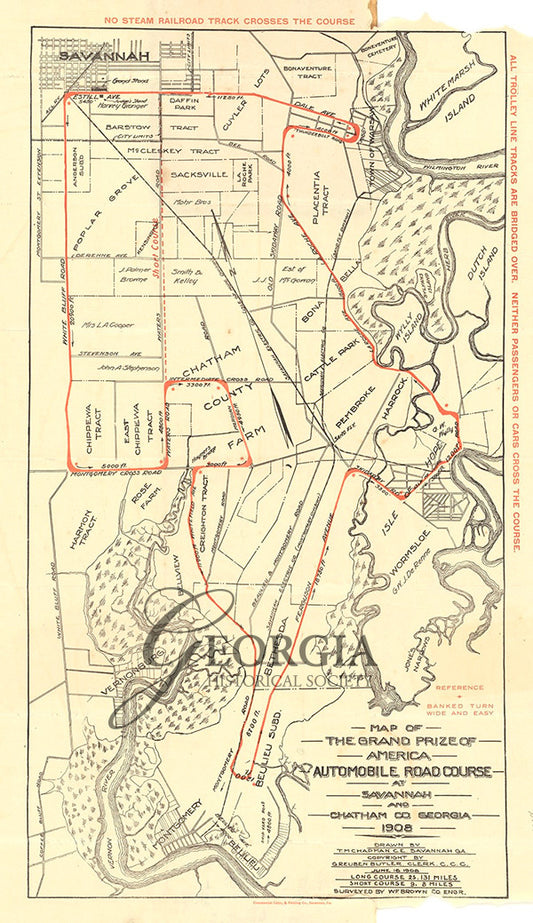 Print On-Demand: Map of The Grand Prize of America Automobile Road Course at Savannah and Chatham County, 1908